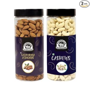 WONDERLAND FOODS California Almonds (NP) & Cashews W320 (Mangalore Quality) | 1Kg (500g X 2) Delicious & Nutritious