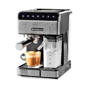 Wonderchef Regenta Automatic Coffee Maker, 20-bar with Auto-Frother, Make Espressos, Cappuccinos & Lattes at Home