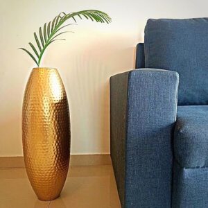 Mahogany Life Large Big Tall Size Flower Vase (24 Inch) | Gold Metal Floor Flower Vase for Home Decor Living Room Corner Large Long Big Size