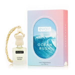 Evair Car Air Freshener with Essential Oils Fragrance in Glass Bottle with Wooden Diffuser Lid | 10 ml - Pack of 1 (Ocean Rush)