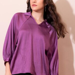 Pink Satin Collared Blouse