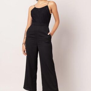 Black Embellished Strappy Jumpsuit