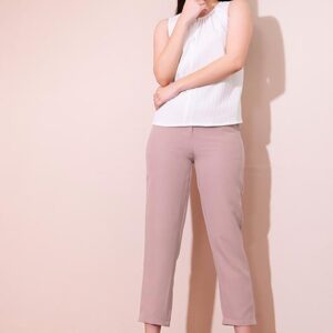 Pink High Waist Tapered Trousers