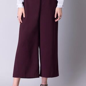 Wine High Waist Flared Trousers