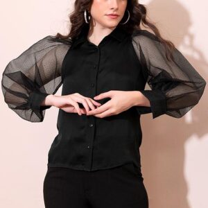 Black Puff Sleeve Shirt
