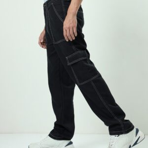 Men's Black Baggy Cargo Jeans
