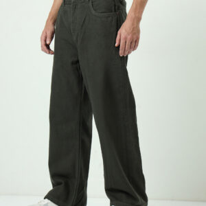 Men's Olive Baggy Straight Fit Jeans