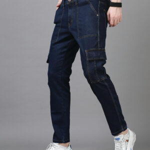 Men's Stone Blue Slim Fit Cargo Jeans