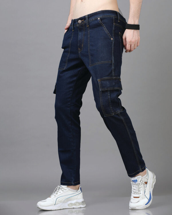 Men's Stone Blue Slim Fit Cargo Jeans