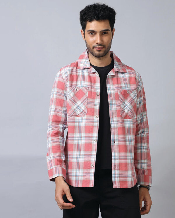 Men's Pastel Pink & White Checked Shirt