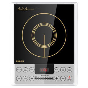 Philips Viva Collection HD4928/01 2100-Watt Induction Cooktop, Soft Touch Button with Crystal Glass (Black)